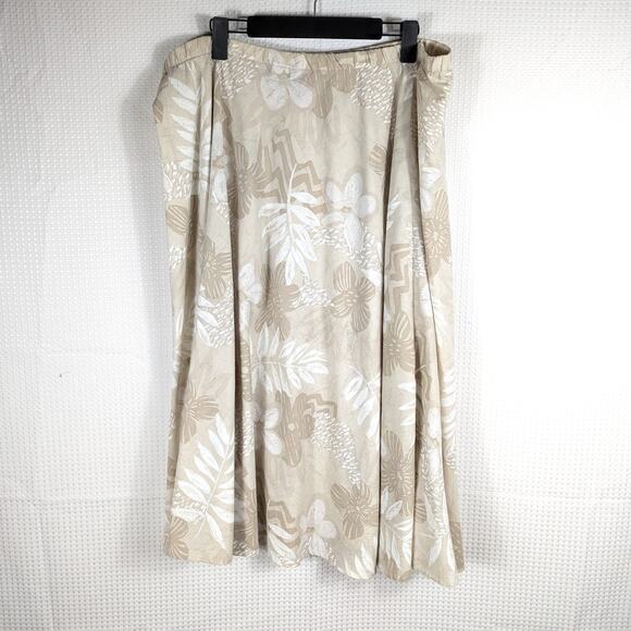 Binder Sportswear 36 Beige Floral Skirt Made USA Elastic Waist Modest Midi - Picture 1 of 4